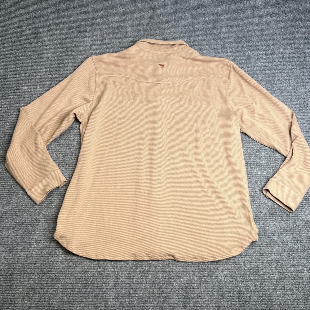 Burlebo Mens XL Western Button Down Shirt Tan Khaki Twill Long Sleeve NWT - Picture 3 of 9